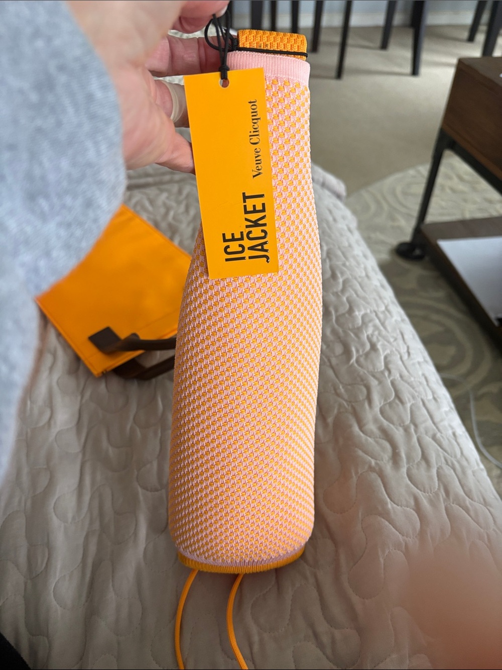 Veuve Clicquot Ice Jacket Bottle Cooler in Orange and Pink